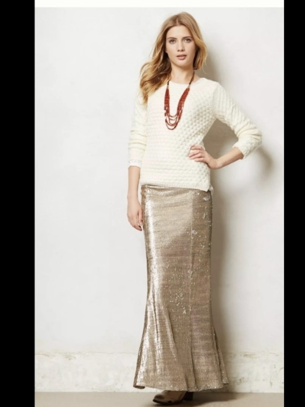 Line & Dot Goldie Silver Sequin Mermaid Tulip Maxi Skirt size Medium - Picture 10 of 16